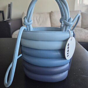 Staud Louie Blue Ombre Top Quilted Leather Bucket Bag